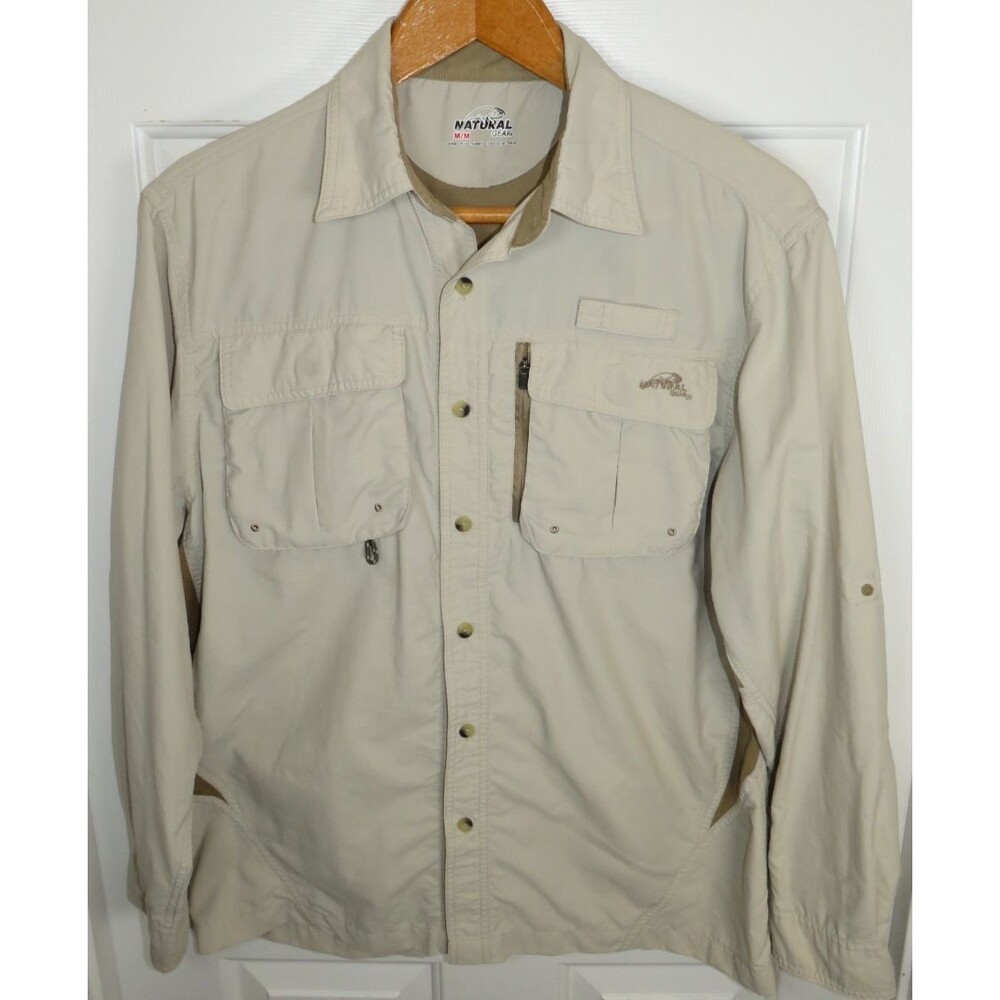 Natural Gear Men's Long Sleeve Performance Outdoor Vented Button Up Shirt Medium